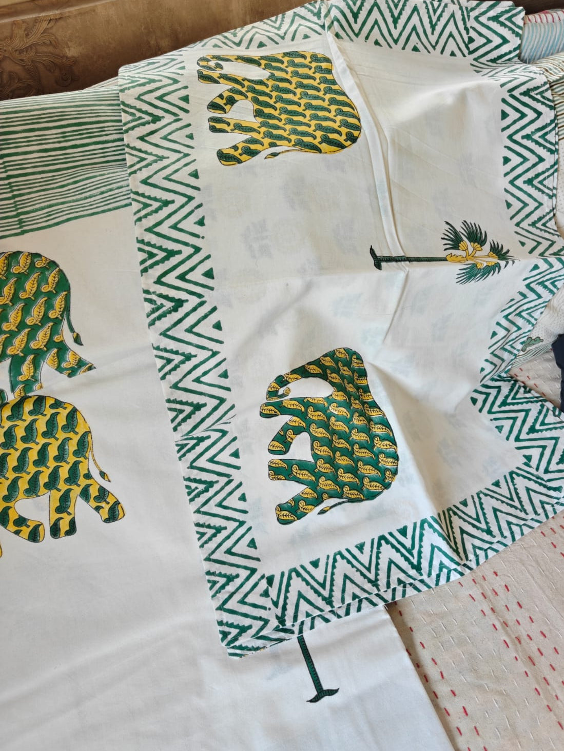 Buy Mughal Jaal South Cotton Handblock Hatti Double Bedsheet King 9 feet x 9 feet