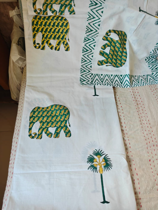 Buy Mughal Jaal South Cotton Handblock Hatti Double Bedsheet King 9 feet x 9 feet