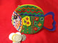 Green Fish Shaped Handmade Cotton Fabric Kids Pouch Coin bag iPods Earplugs bag multicolour
