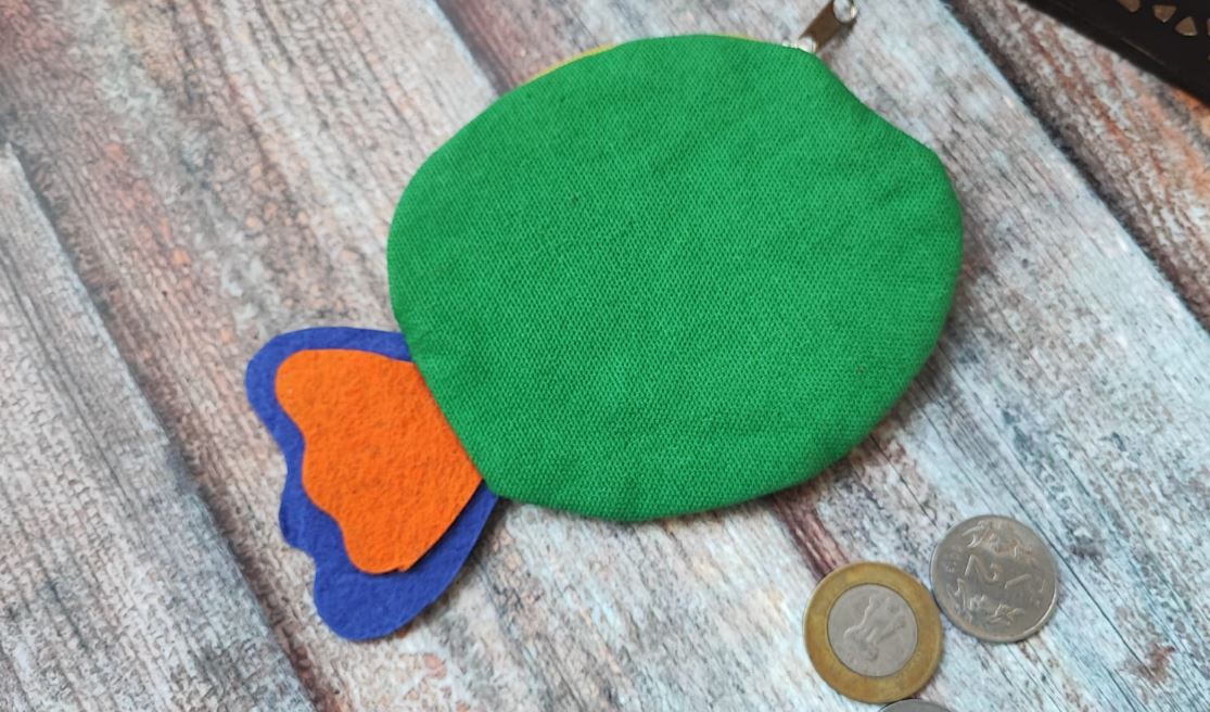 Green Fish Shaped Handmade Cotton Fabric Kids Pouch Coin bag iPods Earplugs bag multicolour