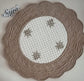 Trellis Quilted Embriodered Ivory Brown Reversible Cotton Round Fabric Table Placemat 1 piece