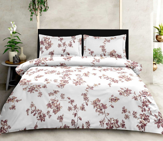 Luxury Opulence Premium Cotton Water colour Purple Floral Double Bedsheet Queen