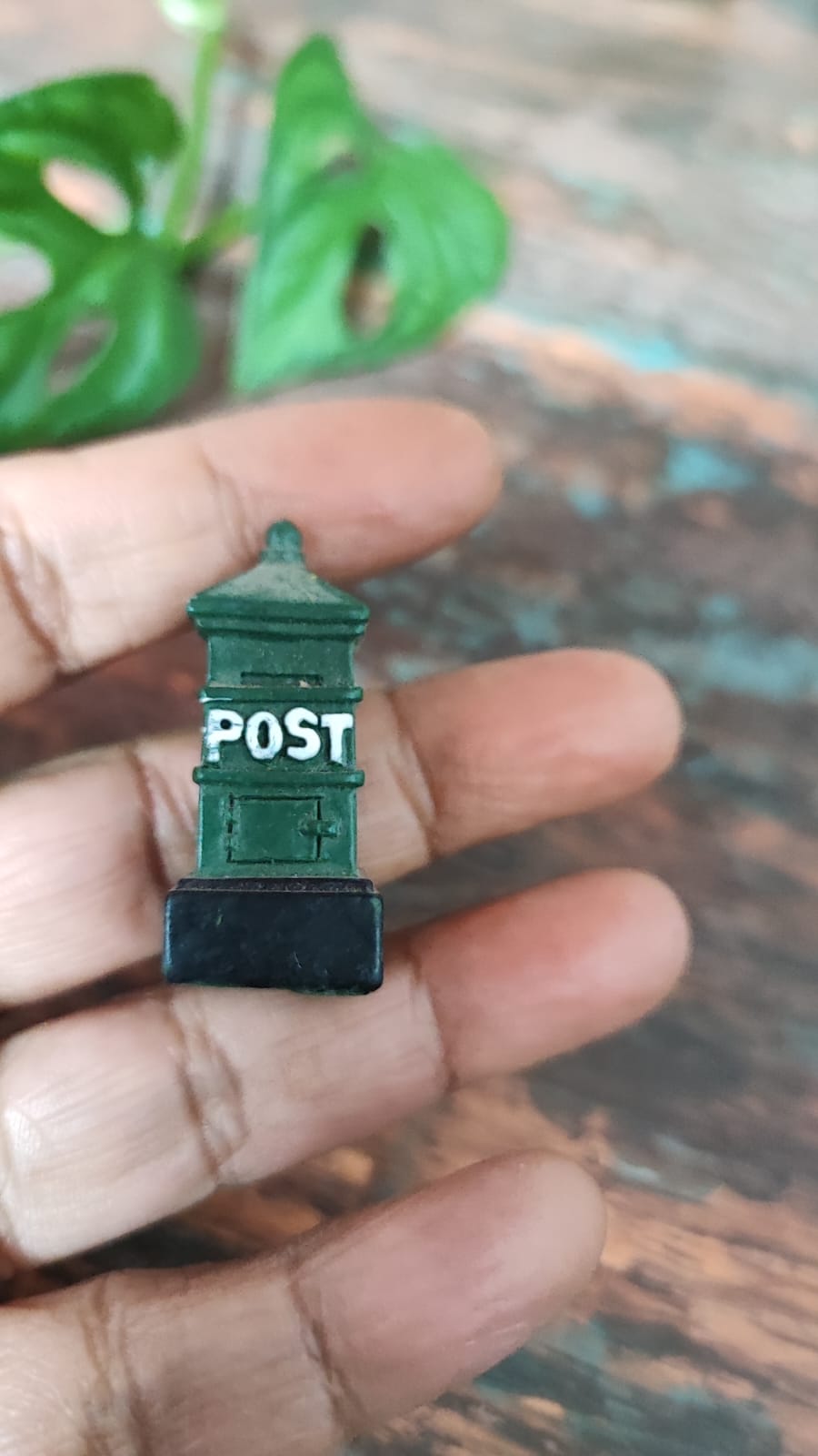 Miniature Polyresin Green Post Box Set of 1 - Sajja Garden Nursery