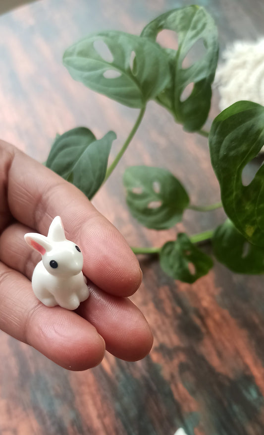 Polyresin Miniature Garden Toy White Rabbit 1 piece - Sajja Garden Nursery