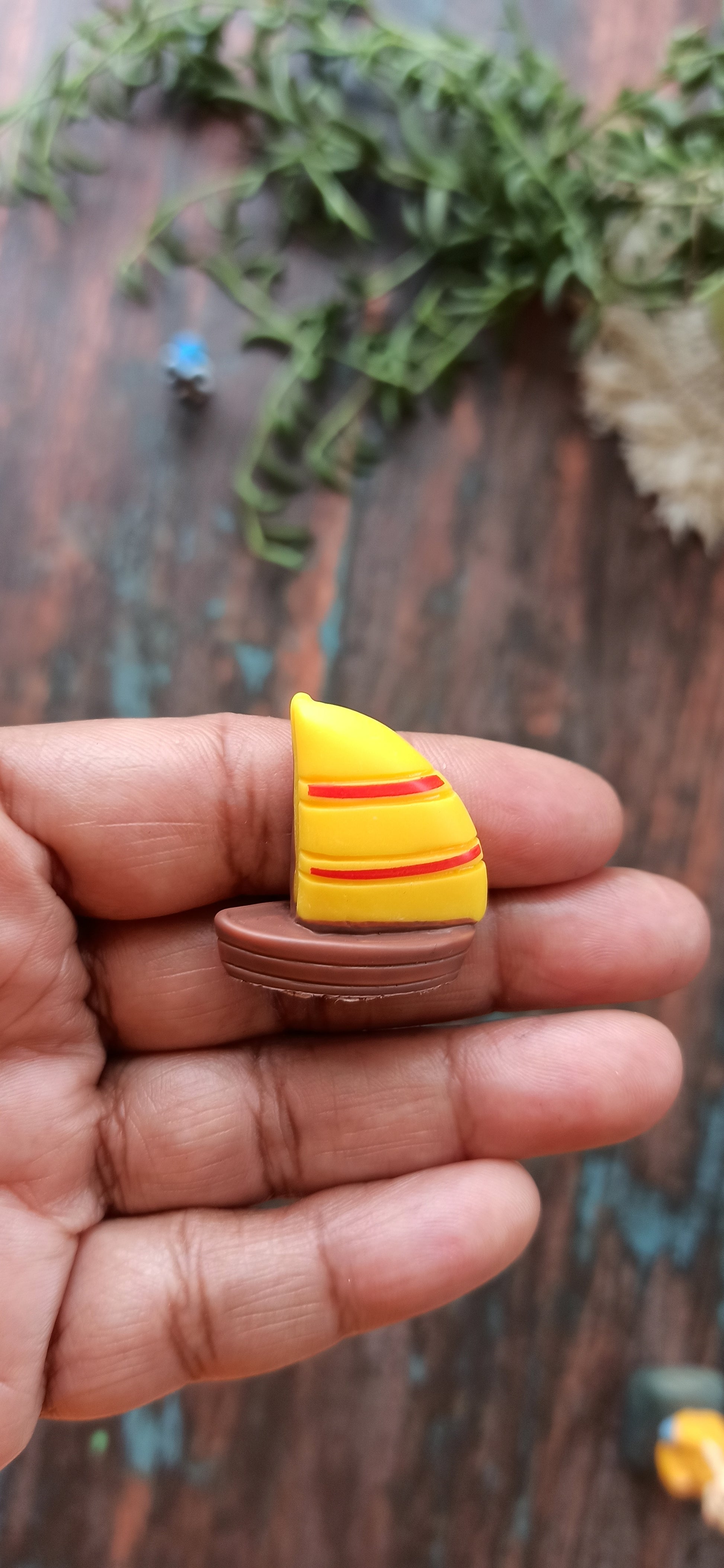 Yellow and Red Boat 1 piece Fairy Garden Miniature - Sajja Garden Nursery