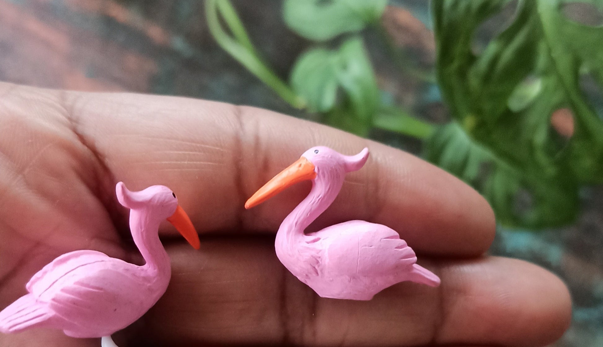 Polyresin Miniature Pair of Pink Flamingos Use in  Fairy Garden  Dollhouse - Sajja Garden Nursery