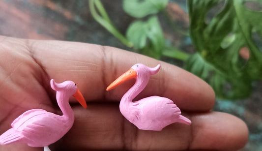 Polyresin Miniature Pair of Pink Flamingos Use in Fairy Garden Dollhouse - Sajja Garden Nursery
