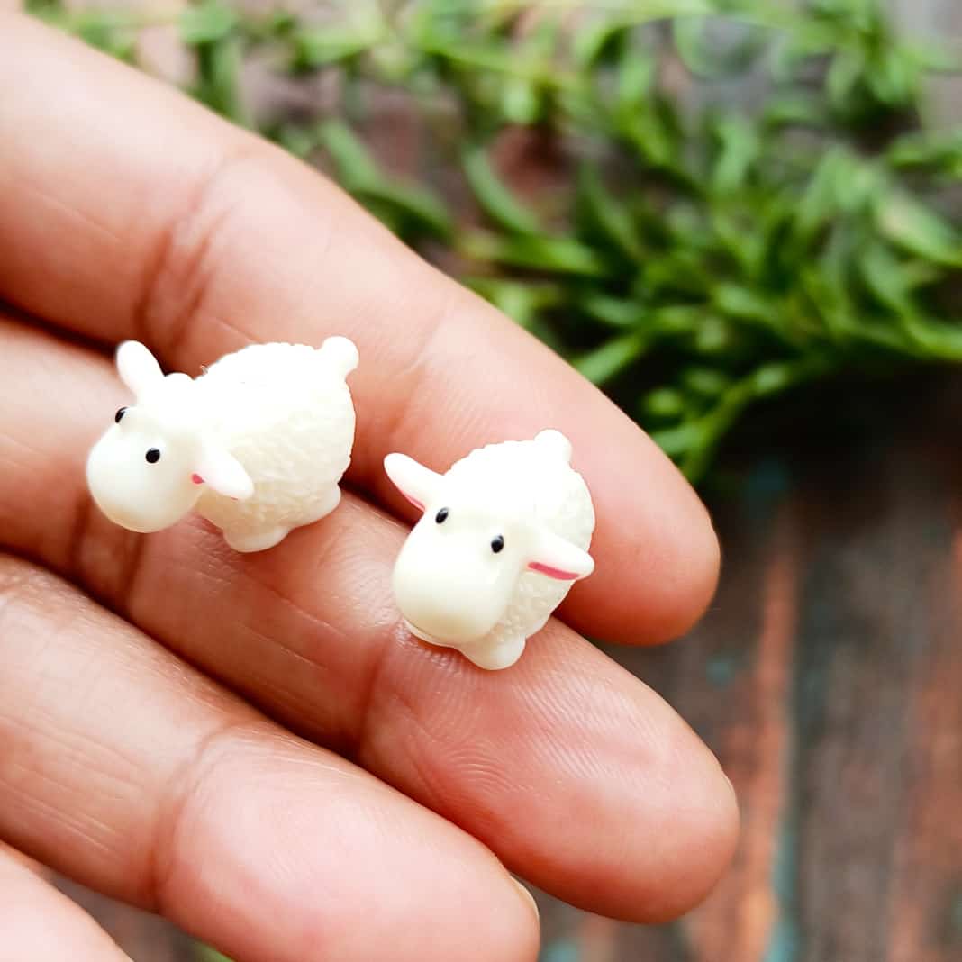 Animal White Lamb Miniature Garden Decoration Doll,  set of 2- Sajja Garden Nursery