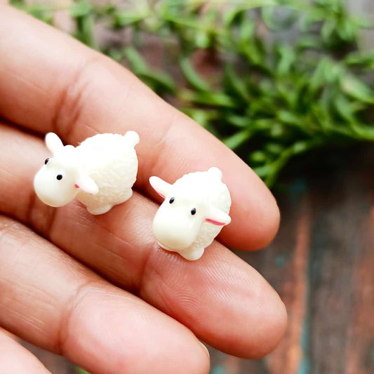 Animal White Lamb Miniature Garden Decoration Doll, set of 2- Sajja Garden Nursery