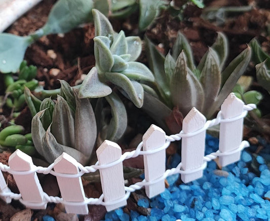 Miniature Polyresin White Fence Set of 1 - Sajja Garden Nursery