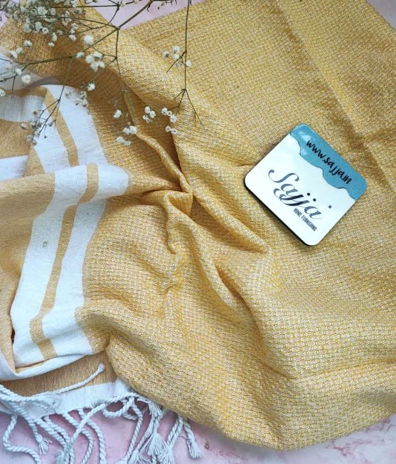 Trendy Super Absorbent Organic Cotton Beach Bath Towel Yellow - Large