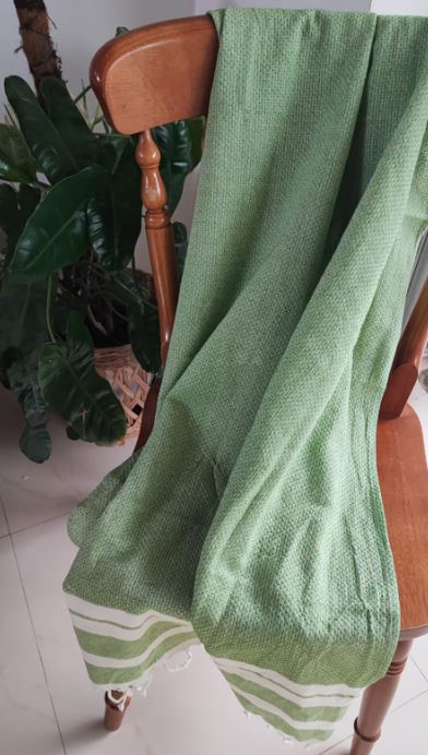 Super Absorbent Organic Cotton Bath Towel With Tassel - Light Green XL