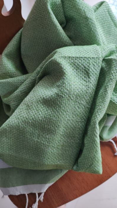 Super Absorbent Organic Cotton Bath Towel With Tassel - Light Green XL