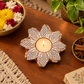 Designer Round Wooden Diya | Handcrafted Tealight Candle Holder | Indian Festival & Diwali Decor