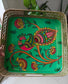 Magnificent Peacock Bird Floral Decorative Tray 10 x 10 inches | Square Flower Metal Trays