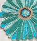 Designer Turquoise Blue Handcrafted Floral Round Beaded Glass Placemat Table Mat