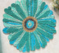 Designer Turquoise Blue Handcrafted Floral Round Beaded Glass Placemat Table Mat