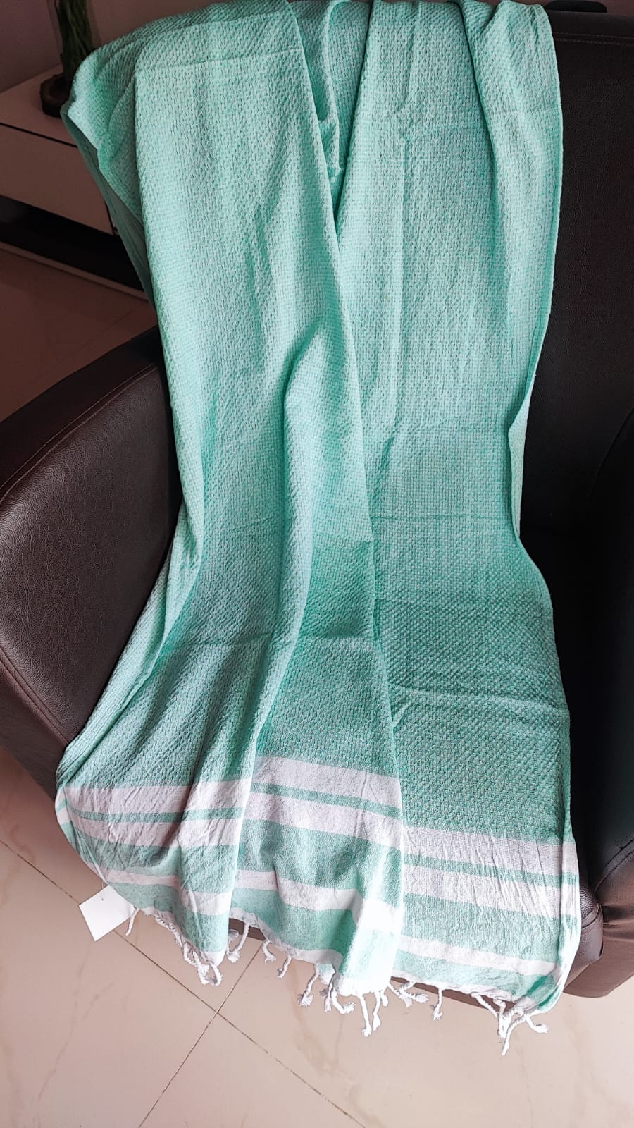 Absorbent Turkish Weaved Organic Cotton Bath Towel Turquoise Sea Green XL for Men