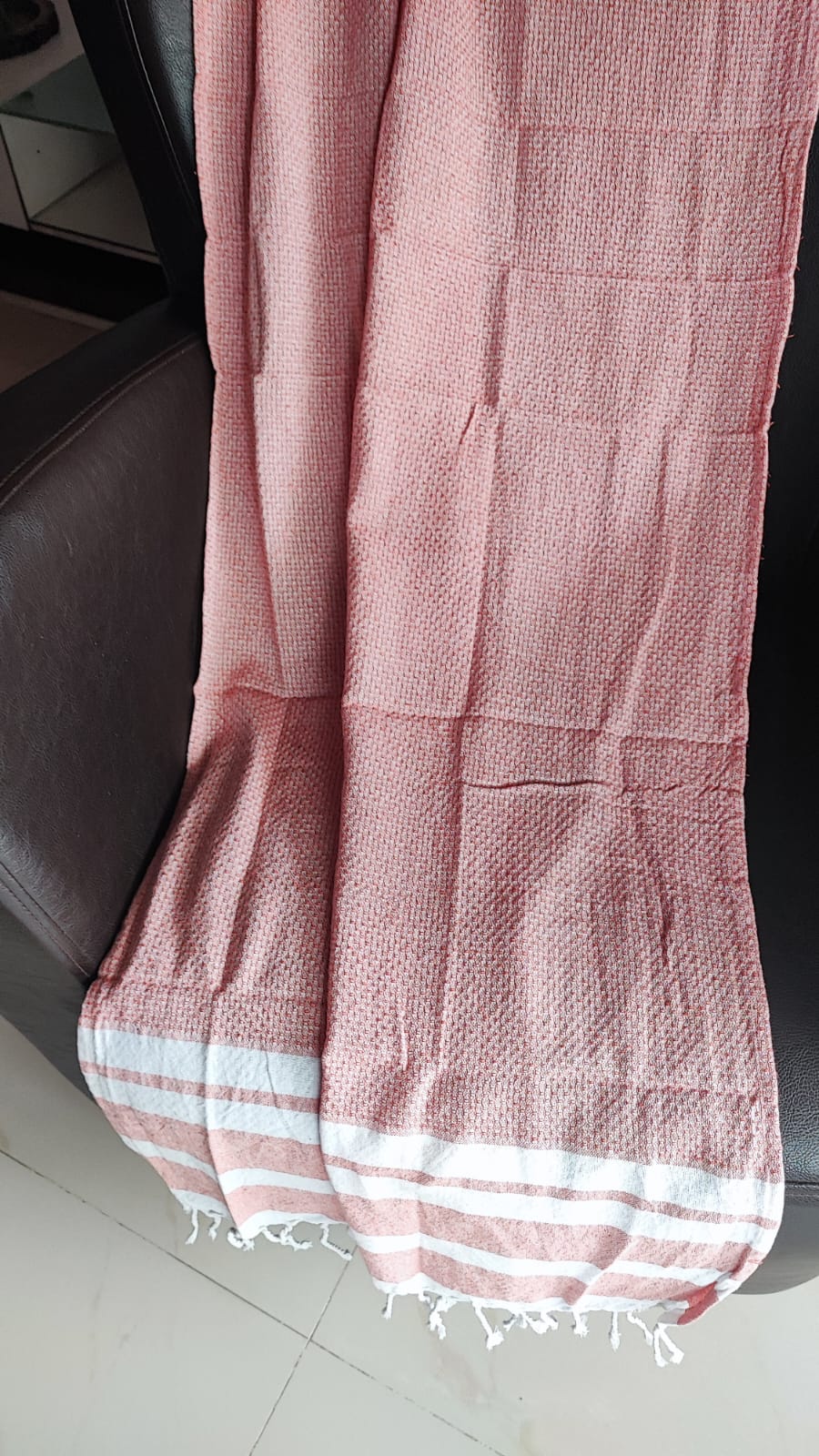 Super Absorbent Organic Cotton Bath Towel With Tassel Orange