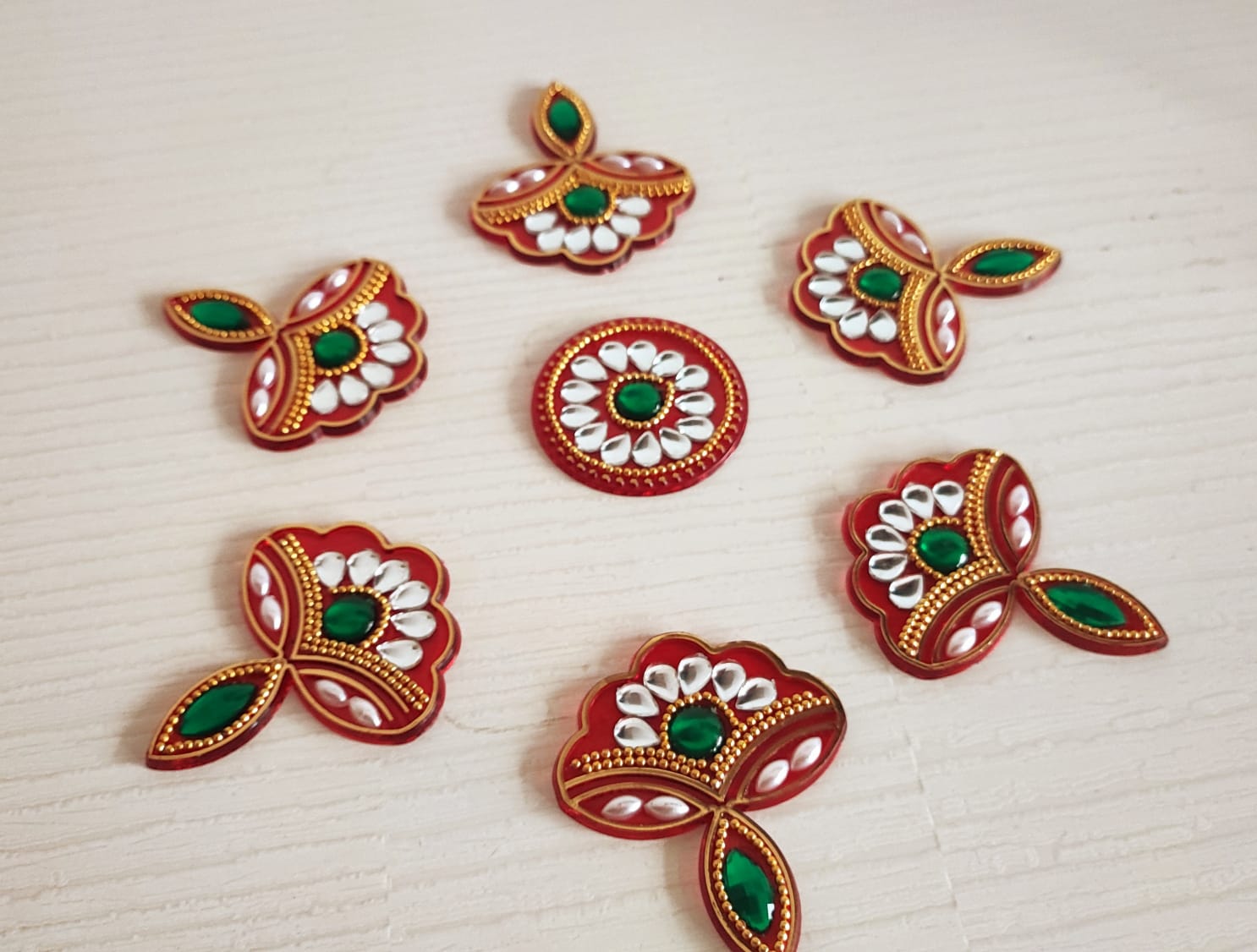 Buy readymade Rangoli | Multi Designer Handcrafted Decorative Diwali Rearrangeable Kundan Rangoli for Decoration | Acrylic Rangoli Set | Diya Rangoli