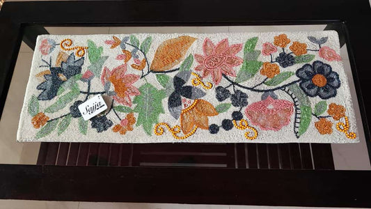 Orchard Multi Colored Beads Table Runner With White Base