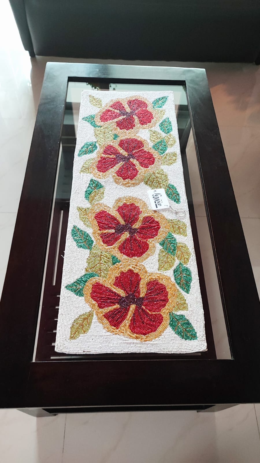 Sajja Premium Handcrafted Floral Handmade Beaded Table Runner 