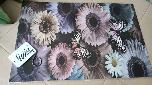 Reversible Butterfly PVC Vinyl Washable Set of 6 Tablemat 