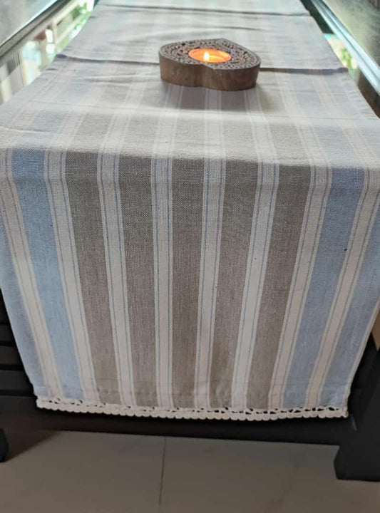 Sajja Table Runners, Organic Cotton Striped Pattern |  Microwave Cover