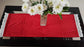 Rich Royal Red Velvet Table Runners With Crochet Lace |  Microwave Cover