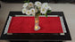 Rich Royal Red Velvet Table Runners With Crochet Lace |  Microwave Cover