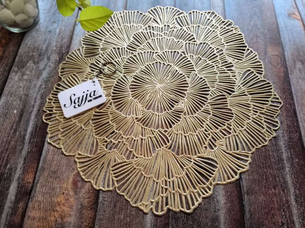 Flower Table Mat Gold Set Of 6 15 Inch