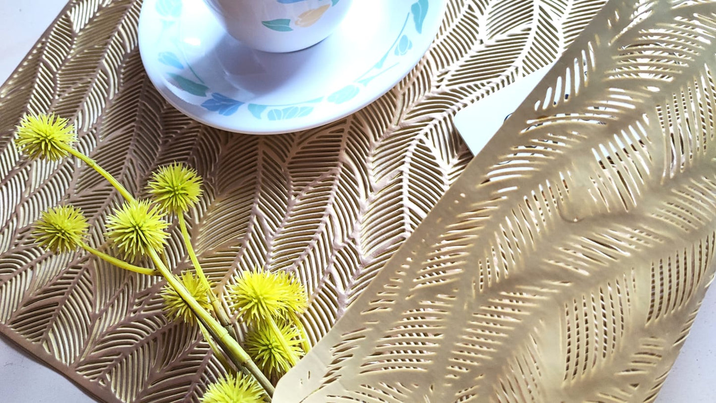 Designer Laser Cut Set of 6 Gold Table Placemat