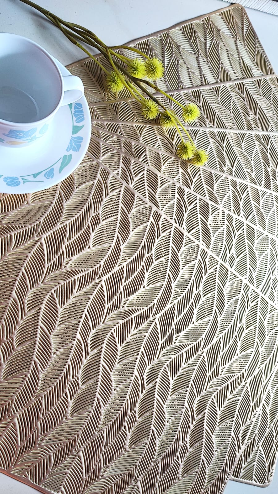 Designer Laser Cut Set of 6 Gold Table Placemat