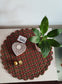 Round Plaid Red Multicolour Cotton Quilted Table Fabric Placemat - 1 Piece