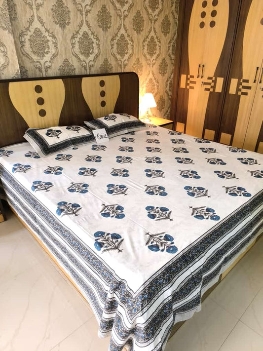 Buy Mughal Jaal South Cotton Hand block Double Bedsheet King 9 feet x 9 feet