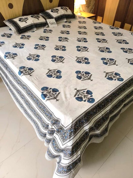 Buy Mughal Jaal South Cotton Hand block Double Bedsheet King 9 feet x 9 feet