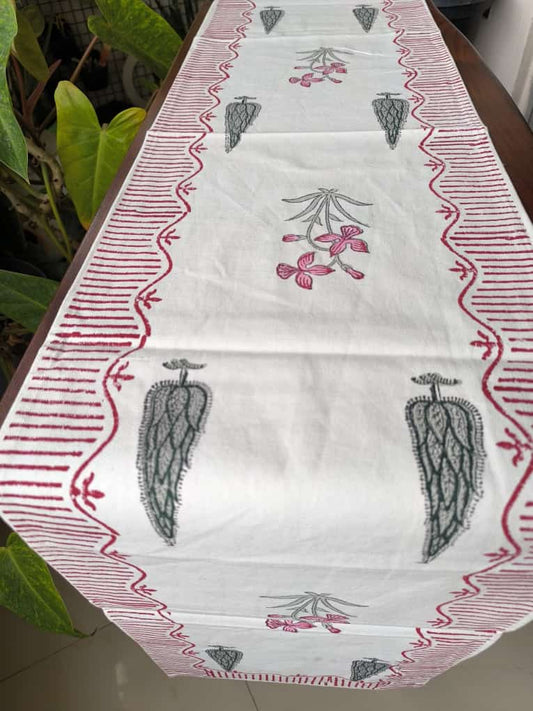 Cypress Canvas Cotton Block Printed Table Runner