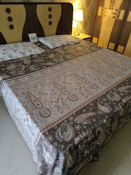 Buy Online Designer Paisley Peach Twill Cotton King Bedsheet 108 x 108 inches