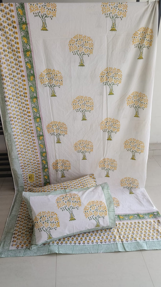 COTTON BEDSHEET, HAND Block Print Bedsheet with 2 Pillow Cover King Bedsheet