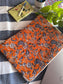 Orange & Blue Floral Jaal Hand Block printed Laptop Sleeve