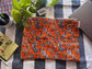 Orange & Blue Floral Jaal Hand Block printed Laptop Sleeve