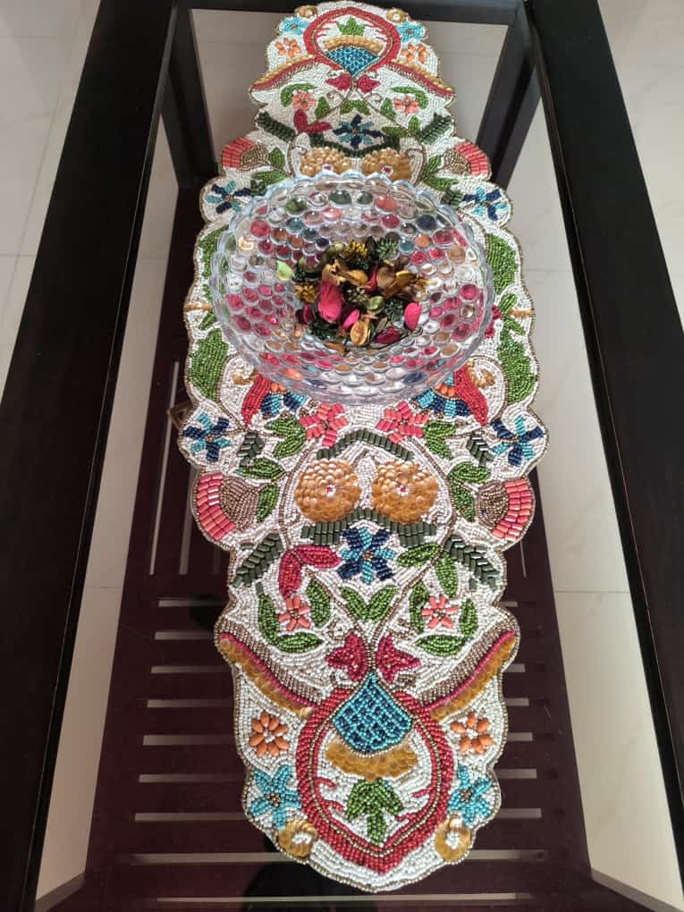 Royal Luxurious Mughal Intricately worked Beaded Table Runner
