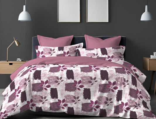 Designer Leaves Twilight Lavender Double Bedsheet Queen