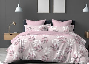 Abstract Leaves Purple Hued Double Bedsheet Queen