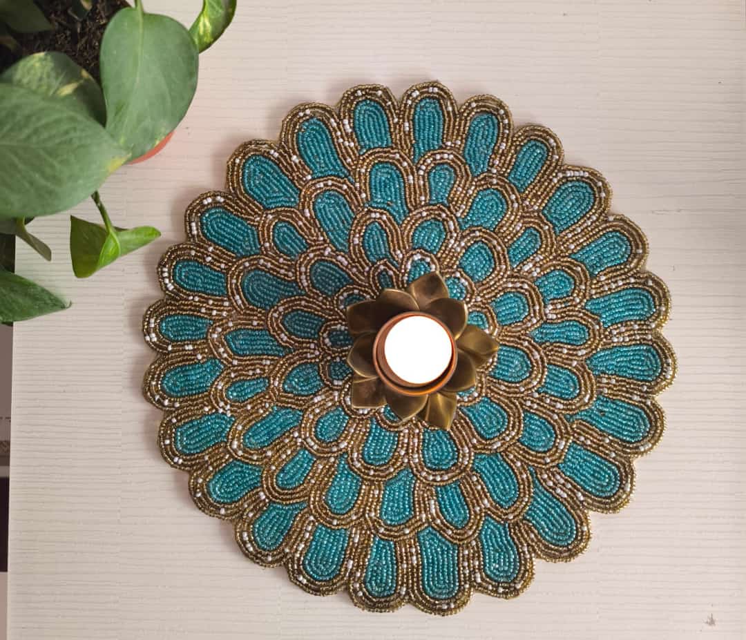 Vintage Sea Green Turquoise Beads Placemat