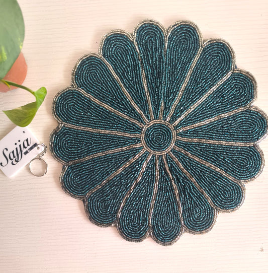 Vintage Cyan Green Turquoise Beads Placemat