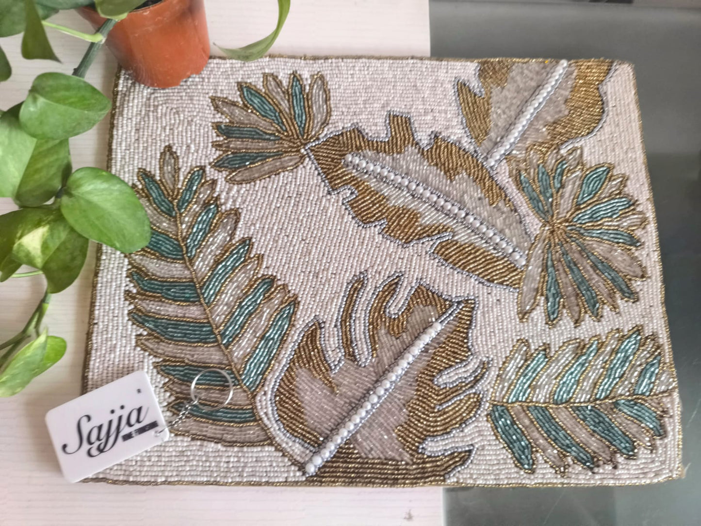 Elegant Leaves Beaded Table Placemat