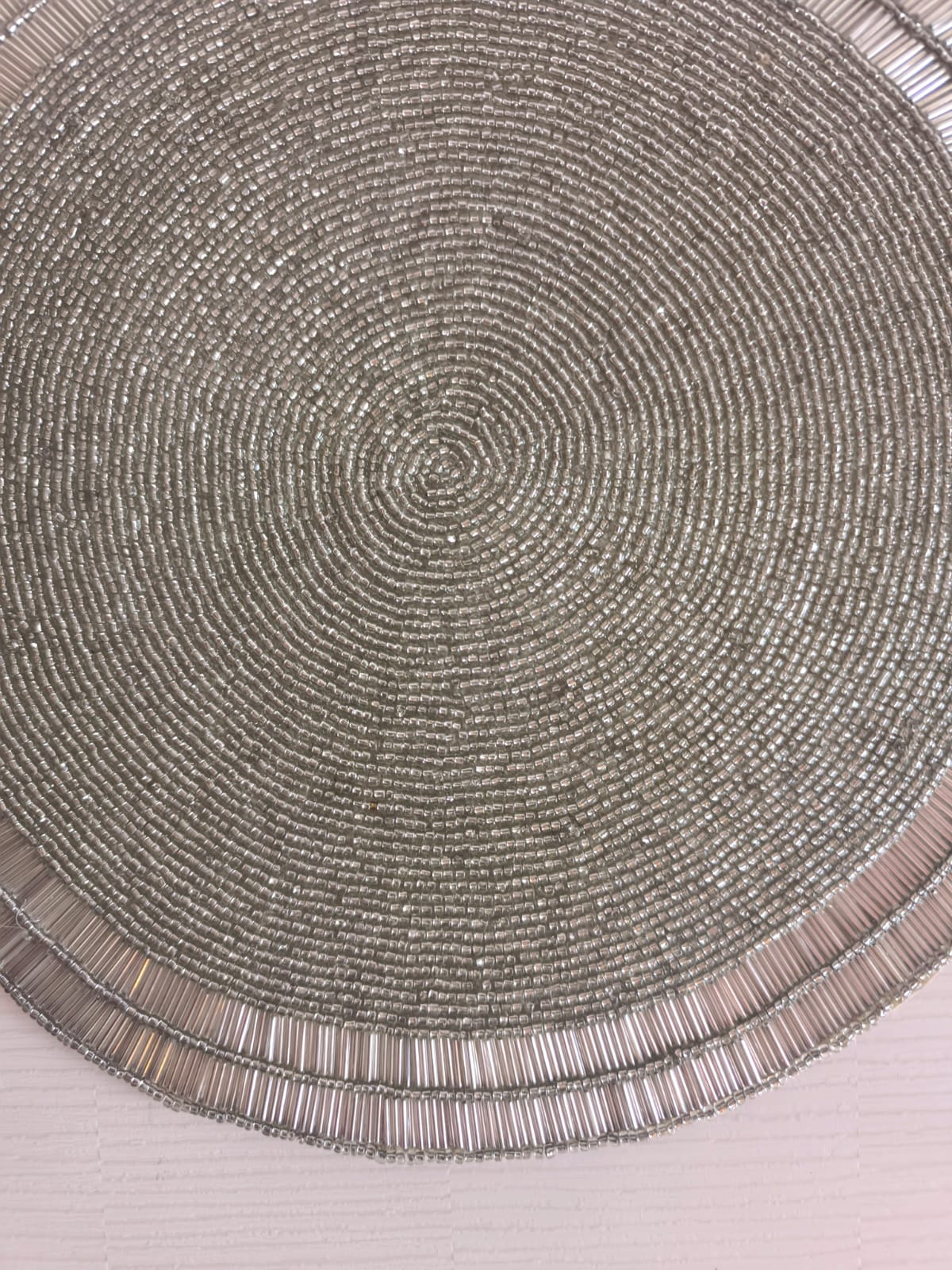 Stylish Handcrafted Elegant Silver Grey Beads Glass Table Mat Placemat