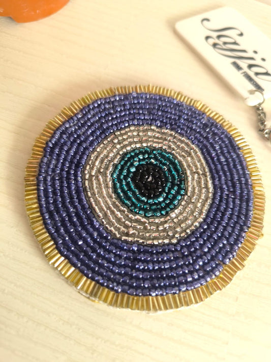 Sajja Antique Look Evil Eye Handmade Round Beads Coaster Doily