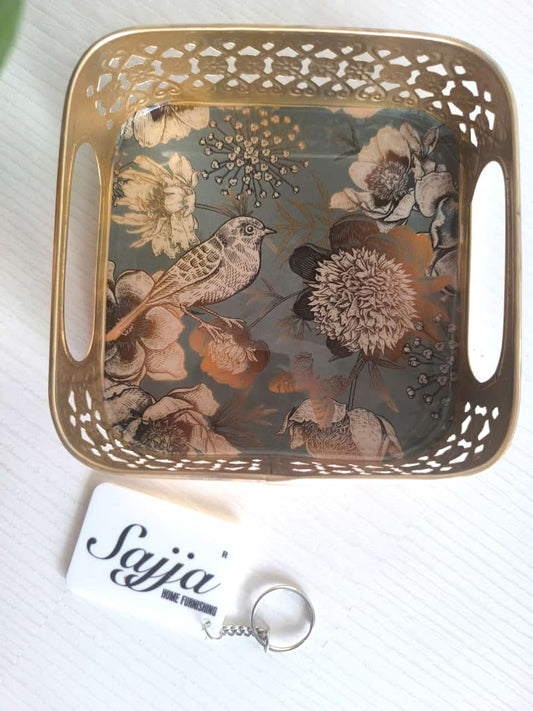 Magnificent Kuku Bird Floral Decorative Tray